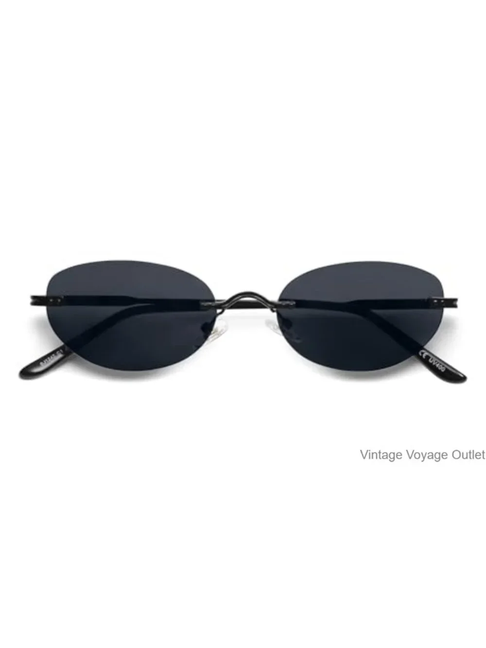 Retro Rimless Oval Sunglasses Women Trendy Narrow Shades UV Protection